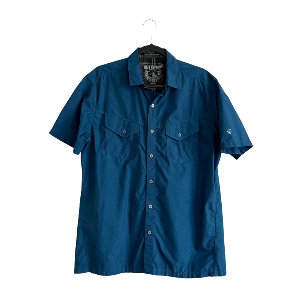 KUHL Mens Renegade Shirt Size Large Blue Check Print